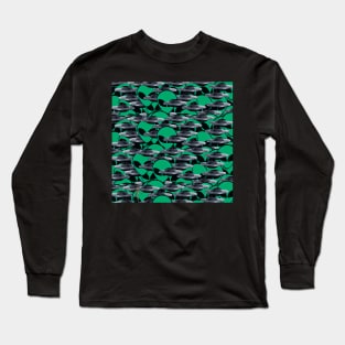 ufo green alien pattern Long Sleeve T-Shirt